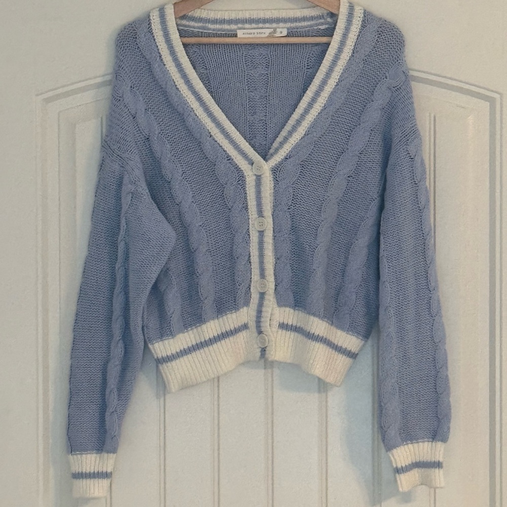 Altar’d State Small 90s Crop Cardigan 
Preppy Tennis Collegiate Chunky Academia